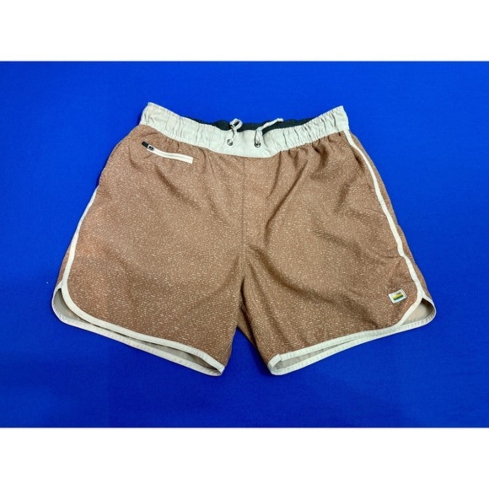 Vuori Kore Shorts XL Tan Pattern Mesh Liner‎ Quick Dry Training Swim Gym